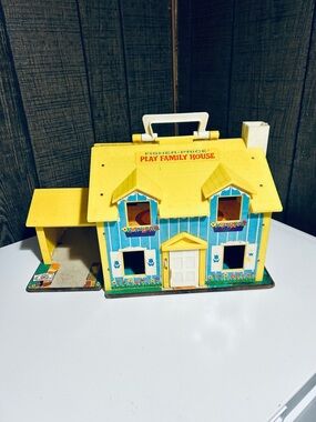 Vintage Fisher-Price Yellow & Blue Play Family House